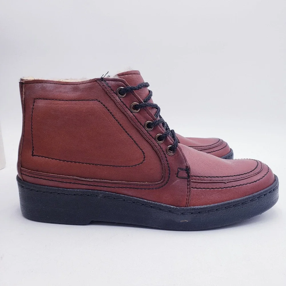 Bates Floaters Boots Brown Shearling‎ Lined Leather Lace Up Chukka Boot Men's 7